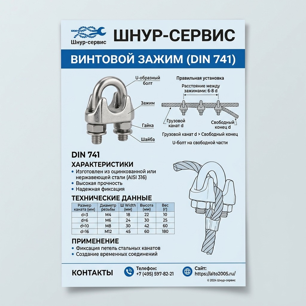 Тросовый зажим DIN 741 Тросовый зажим DIN 741