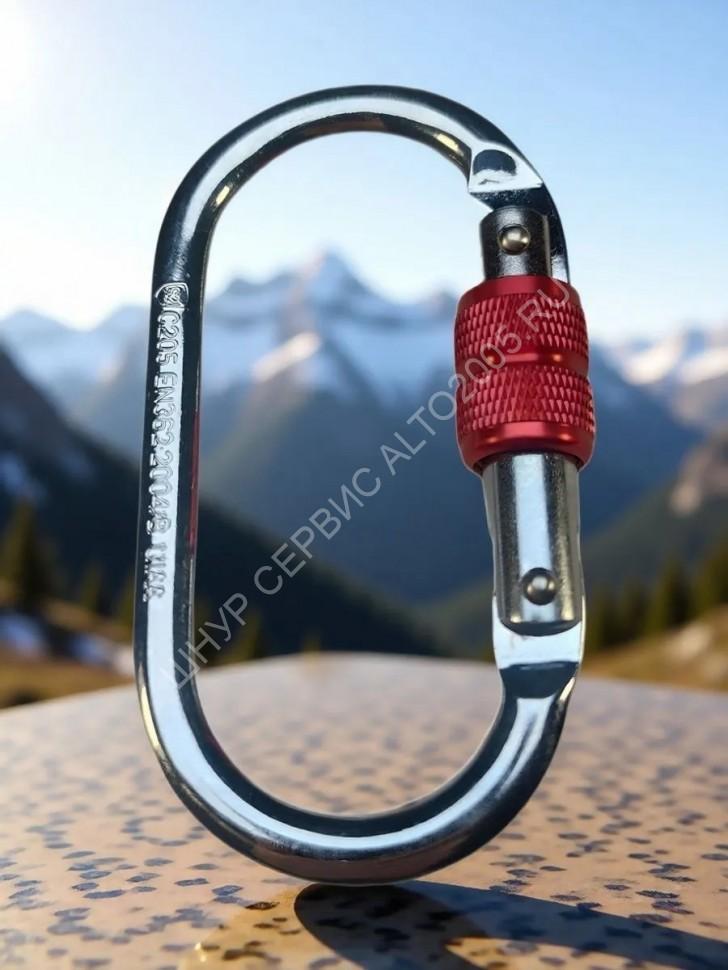 Карабин овал 25 кн с муфтой keylock сталь 